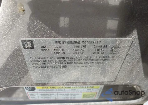 2011 Chevrolet Malibu 1Lt из США, поврежденный, VIN 1G1ZC5EU6BF295105